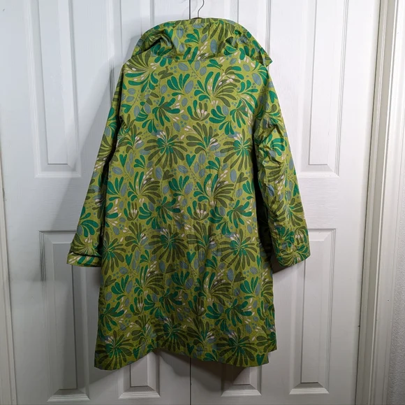 NEW Gudrun Sjoden Kaprifol Coat Jacket Large Leaf Print Funnel Neck Lagenlook - Picture 11 of 15